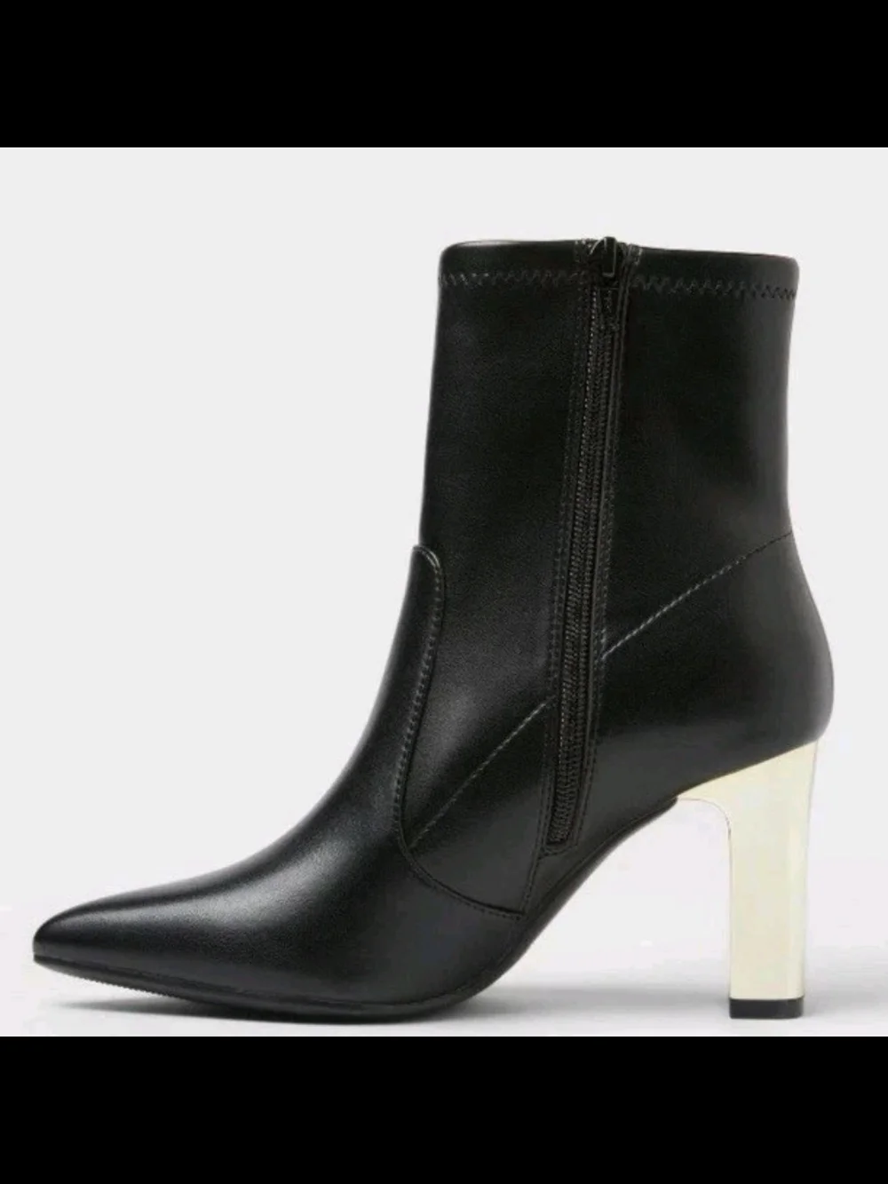 a new day Black Ankle Boots with Cream Block Heel